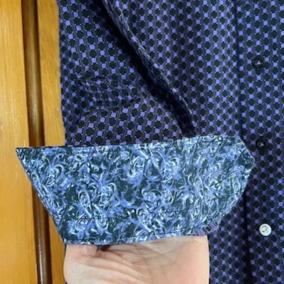 Robert Graham Shirt Flip Cuff Button Up Purple Pattern Youth Large 14-16 - Picture 4 of 11
